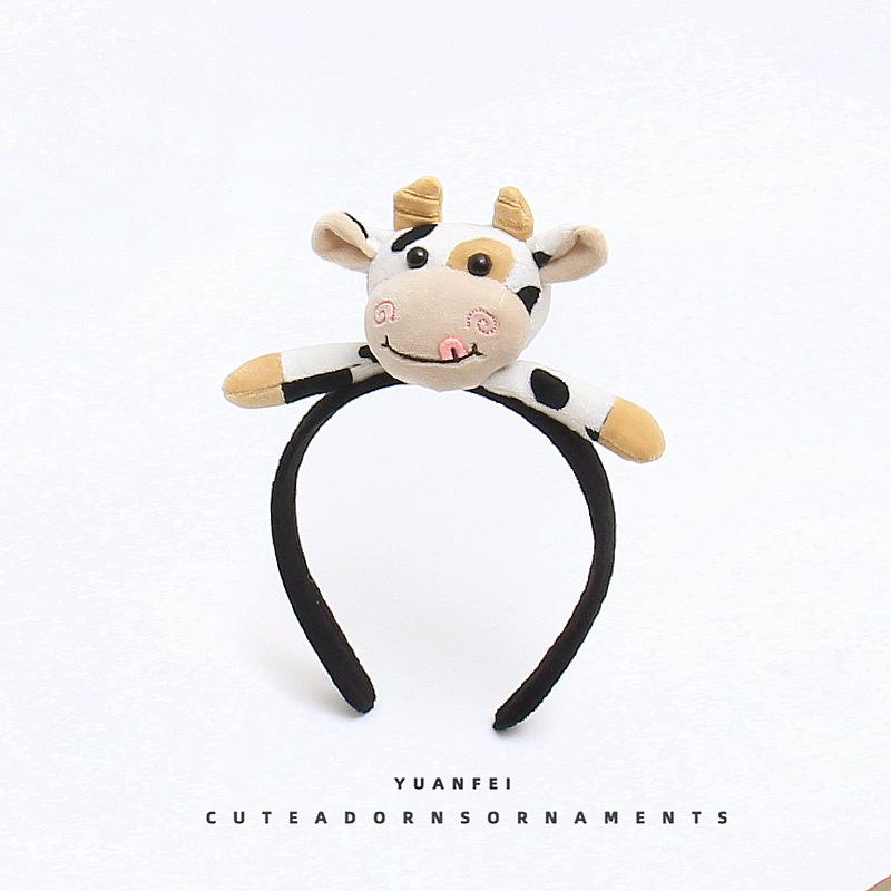 Niedliches Cartoon Plüsch Kuh Ohren Stirnband mit Glocken Schleife Lolita Haarreif Kawaii Tier Party Cosplay Kopfschmuck