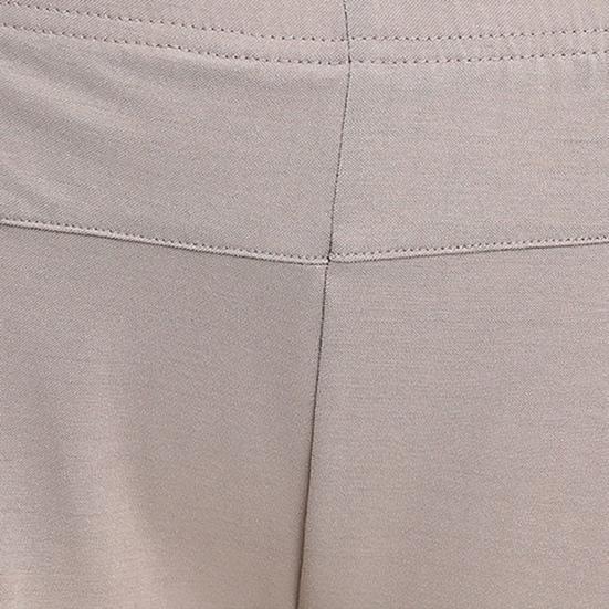 High Waist Elastic Waistband Women Pants Button Decoration Pockets Thin Office Lady Straight Wide Leg Trousers