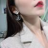 Personality Ins Moon Girl Pink Anti Allergy Enamel Rabbit Drop Earrings Asymmetric Earrings