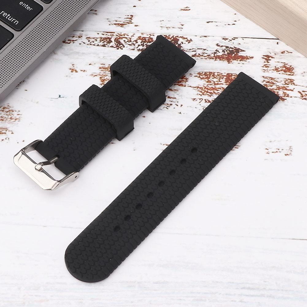 20mm Watch Band Silicone Pin Buckle Sports Tire Grain Watch Strap AccessoryBlack