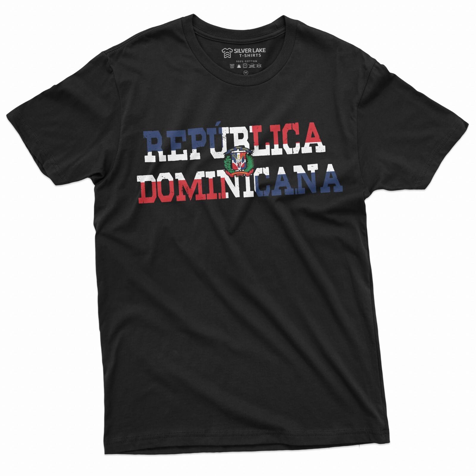 RepÃºblica Dominicana 100% Cotton T-shirt Mens Tees Top Dominican Republic Flag Coat of Arms Patriotic Tee M