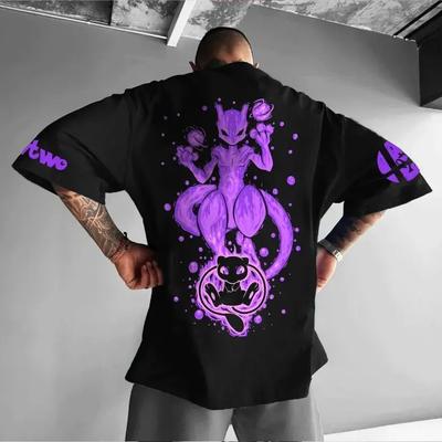 Pokémon Japanese Anime Peripheral Mimikyu Bulbasaur Short Sleeve T-Shirt Pokémon Summer Men's Fashion Breathable Sports