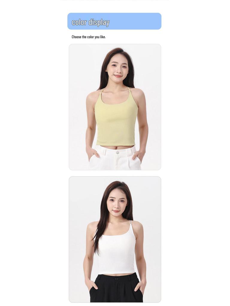 Lyocell Cotton Sports Yoga Camisole: Breathable, Chest-Padded, Small Backless Summer Tank