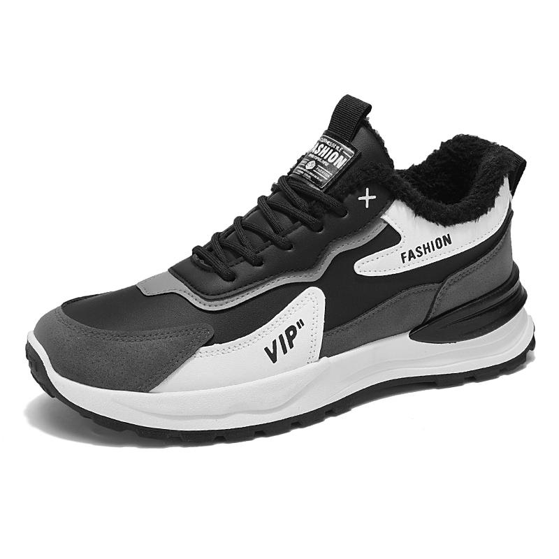 

Зимние теплые кроссовки мужские плюшевые кроссовки повседневная хлопковая спортивная обувь 44 белый/чёрный