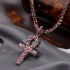 Punk Hip Hop Rhinestone Cross Pendant Necklace for Women Men Bling Iced Out Crystal Chain Choker Necklace Jewelry On The Neck