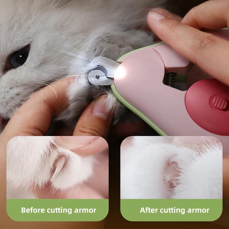Cat Nail Clippers with Light Round Hole Dog Nail Clippers Dog Nail Cutter Grinder LED Light Blood Line Pet Supplies