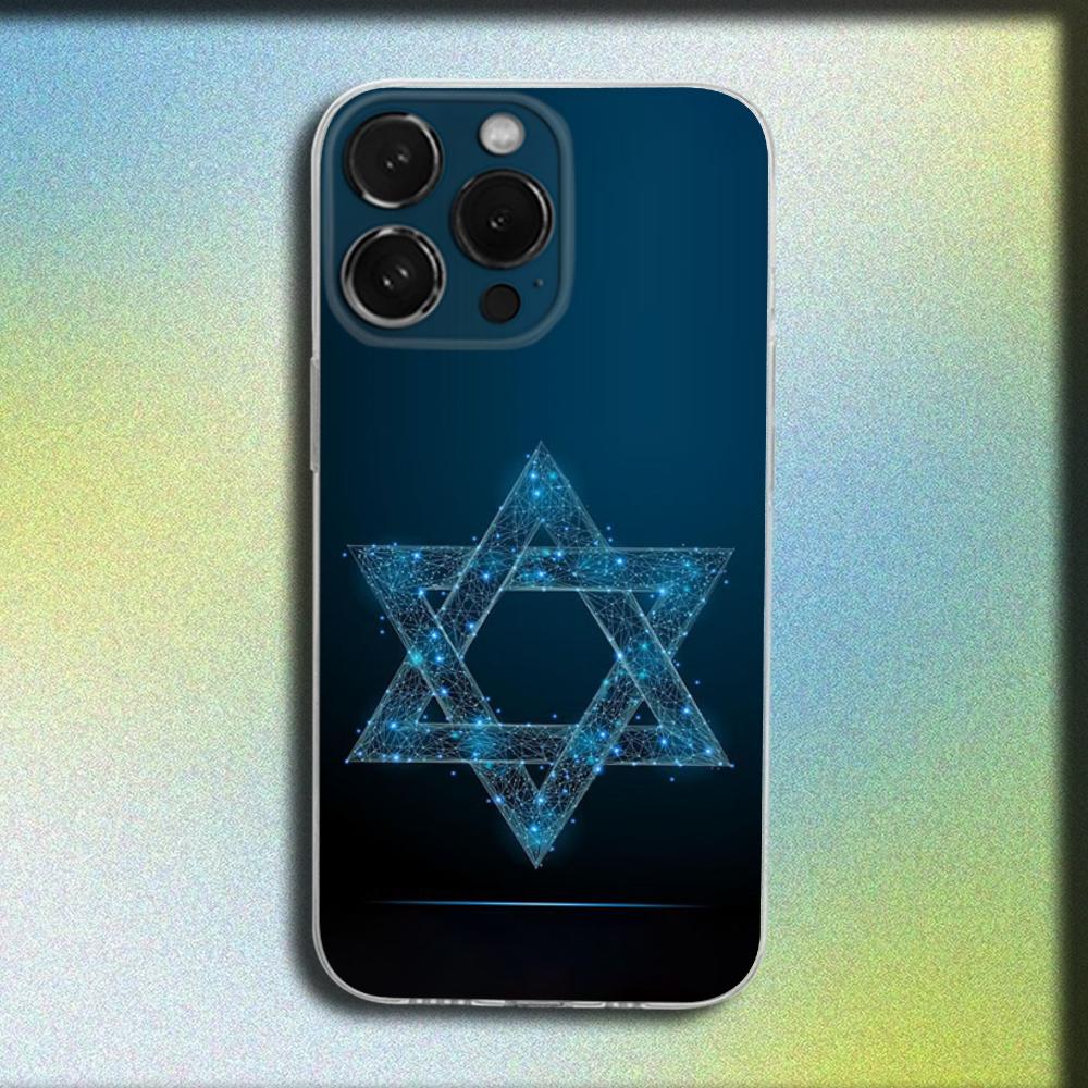 Davidova židovská hvězda Symbol Kryt na telefon Pro iPhone 16,15,14,13,12,11 Plus,Pro,Max,XR,XS,X,Plus,SE,Mini Průhledný měkký kryt