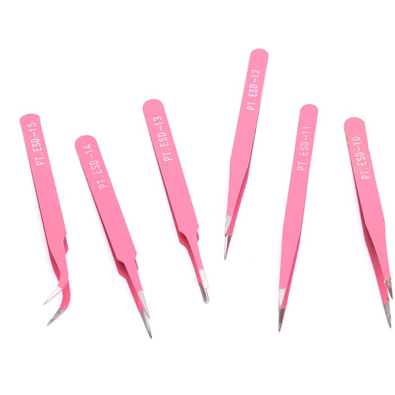 Professional Pink Eyebrow Tweezers Hair Beauty Slanted Stainless Steel Tweezer