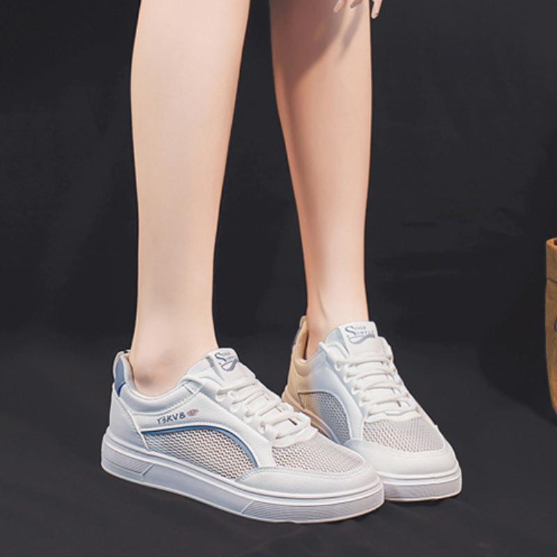 Trendy Mesh Women's Shoes 2024 Summer Hollow Breathable Anti Slip Board Shoes, Simple and Comfortable Sports Shoes Zapatos Mujer