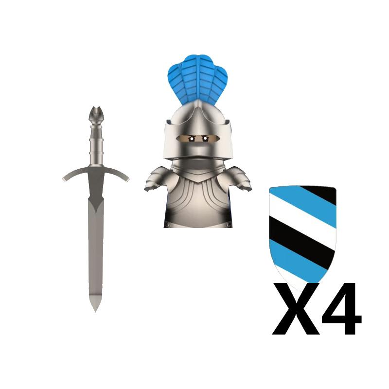 Medieval Castle Soldier Action Figures Building Block Dragon Anime Knight Accessory Warhorse Militia Helmet Shield Toy Gift S015