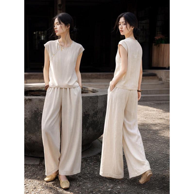 XWI Women's New Chinese Style Summer Two-Piece Set