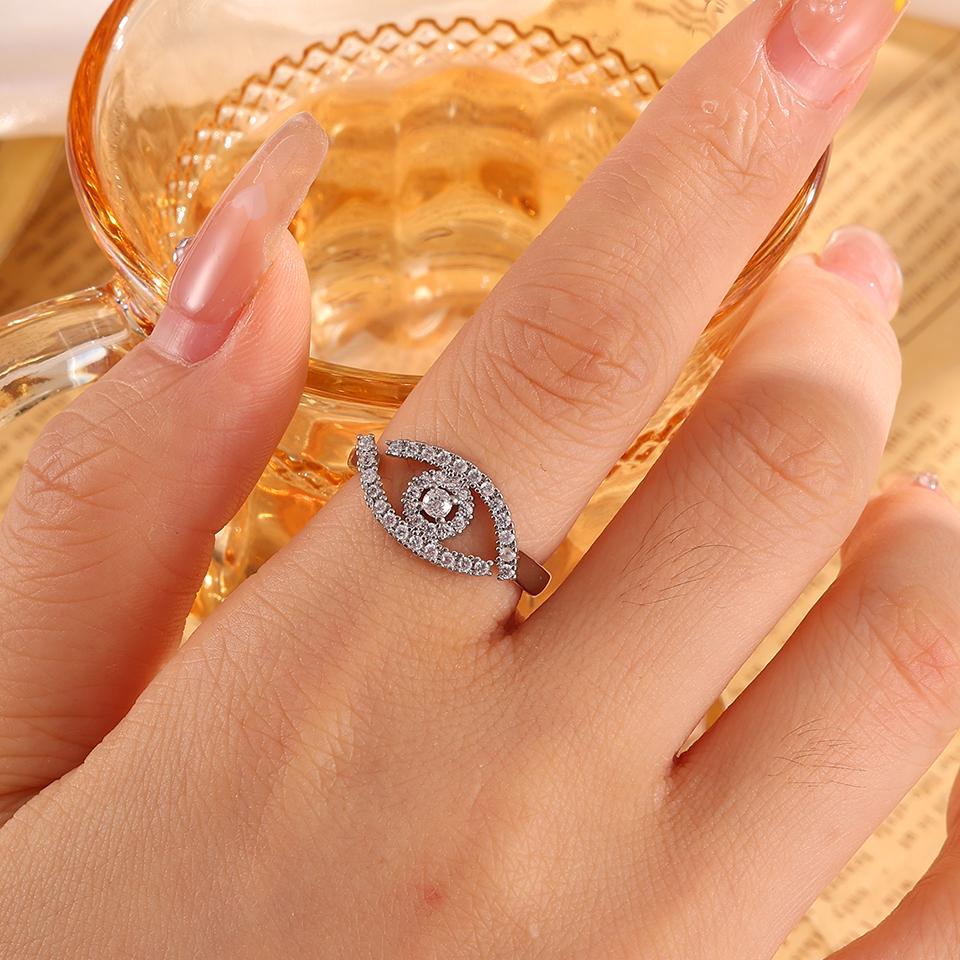 ZAKOL Fashion Turkey Evil Eye Zircon Inlaid Adjustable Open Rings Sliver Gold Color Aesthetic Ring Party Zircon Anillos Mujer