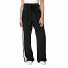 Women's Striped Side Loose Pants, Casual Waist Cinched Slanted Pocket Loose Pants
