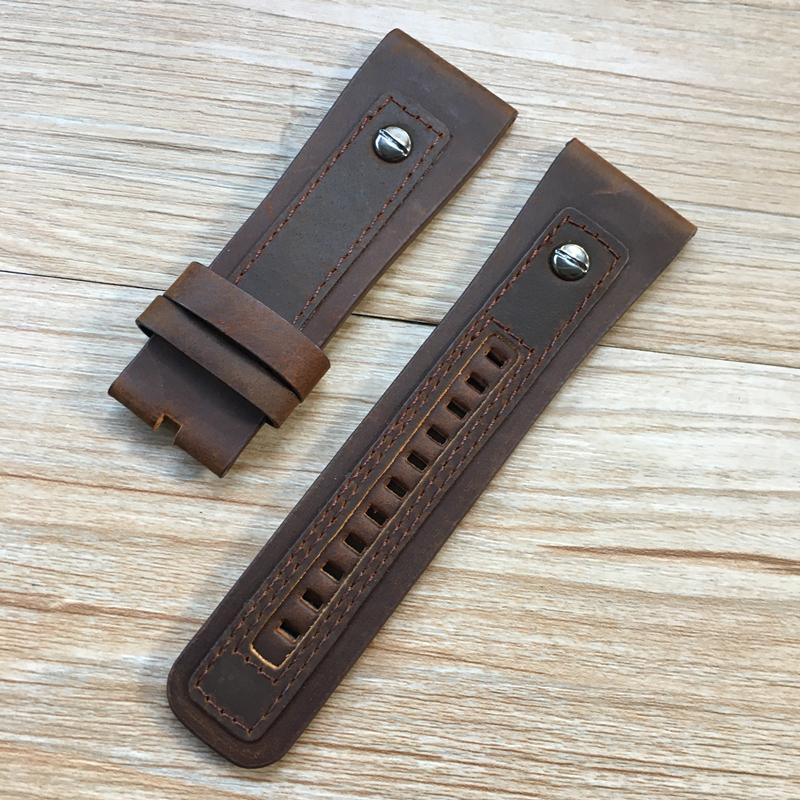 Handmade Personality 28mm Black Brown Calf Genuine Leather Wrist Watch Band For Seven Friday Strap Belt Bracelet With Rivet