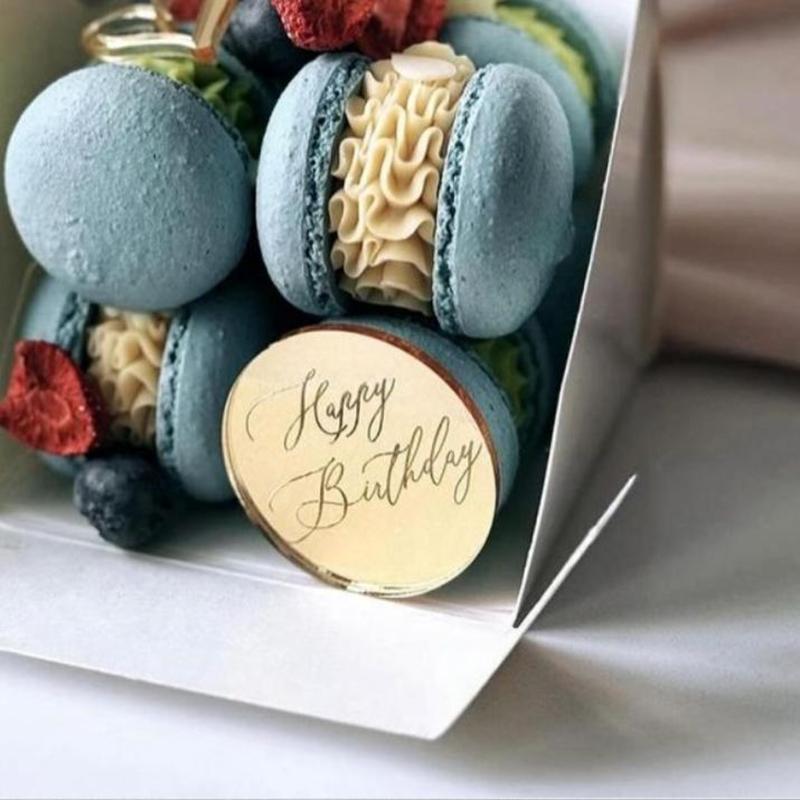 5Pcs/Set Of Circular Marked Acrylic Happy Birthday Cake Decoration Valentine'S Day Wedding Party Dessert Diy Decoration