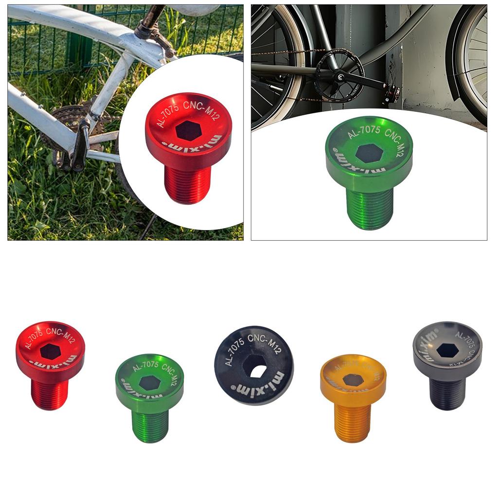 M12 Bicycle Bottom Bracket Crank Bolt Rust Resistant Aluminum Alloy for Bike Modification Accessories and Spare Parts