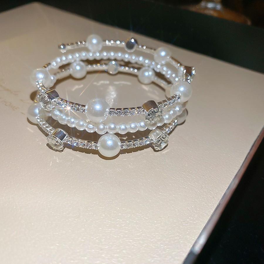 Super Flash Zircon Round Heart-shaped Flower Multi-layer Open Bracelet Exquisite and Beautiful Bracelet Light Luxury Jewelry Women