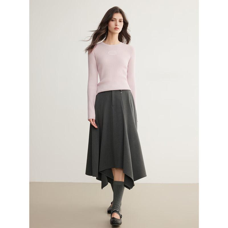 ELLE Women's Slim Fit Merino Wool Blend Knit Sweater