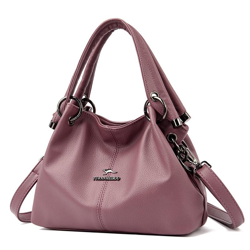 Bag Women's High-end Women's Handbag Luxury Soft Leather Women's Shoulder Bag Retro Solid Color Large-capacity Mother Bag