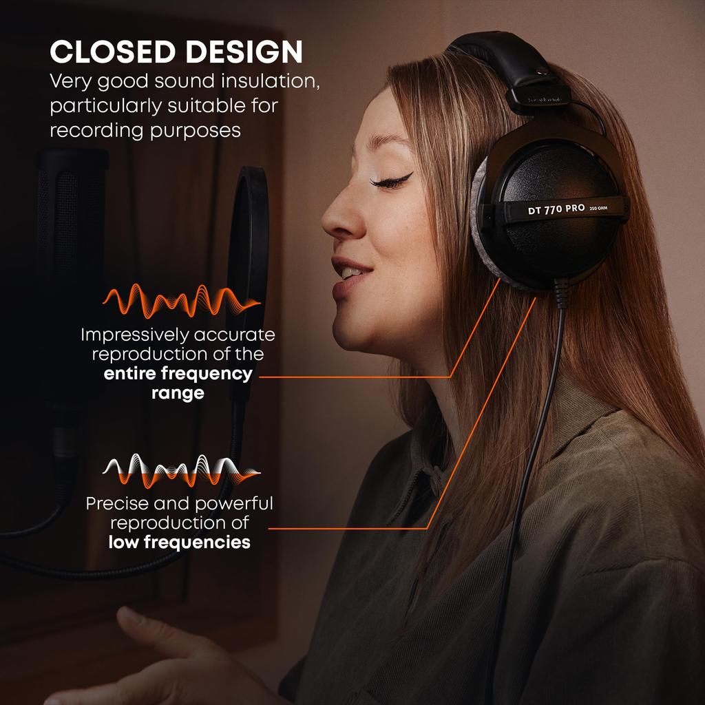 beyerdynamic DT 770 PRO 250 Headphones for Recording Monitoring Closed-back Over-ear