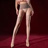 Stocking For Women Polka Dot Printed Splicing Aurora Oil Shiny Glossy Pantyhose High Elastic Transparent Open Crotch Pantyhoses
