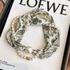 , Pearl Necklace, Long Silk Scarf, Women's Neck Warmer, Thin Scarf