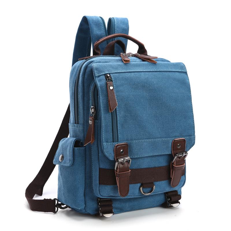 Kleiner Canvas-Reise-Multifunktions-Schulterrucksack für Männer und Frauen, Laptop-Rucksack, Tagesrucksack