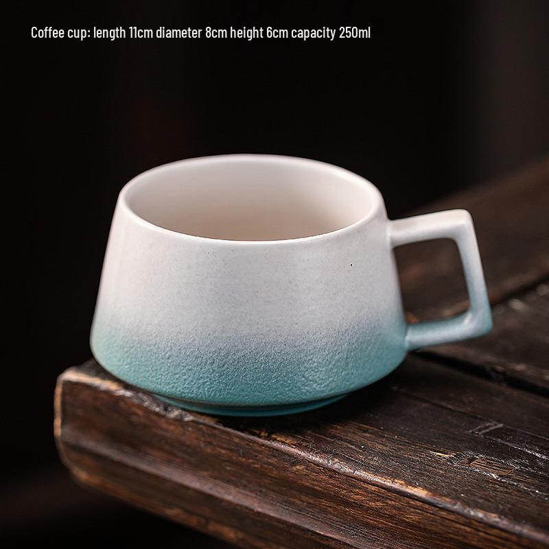 Melo Exquisite Color Block Ceramic Coffee Mug and Saucer Gift Set