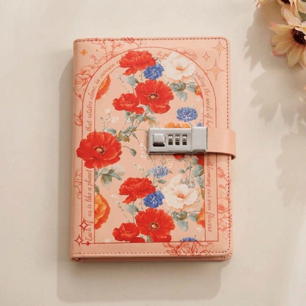 

Stylish Delicate A5 Notebook Secure Lock Design Journal Insert Pocket Thoughtful Gift красный