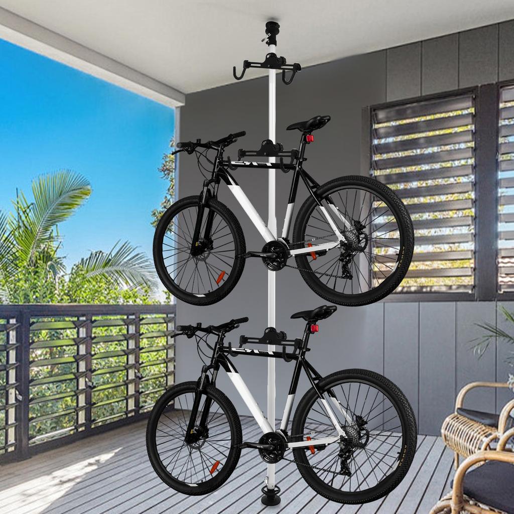 4m 3 Bike Aluminum Storage Rack,Black White Vertical Bracket Floor Mount Height Adjustment for Bicycles