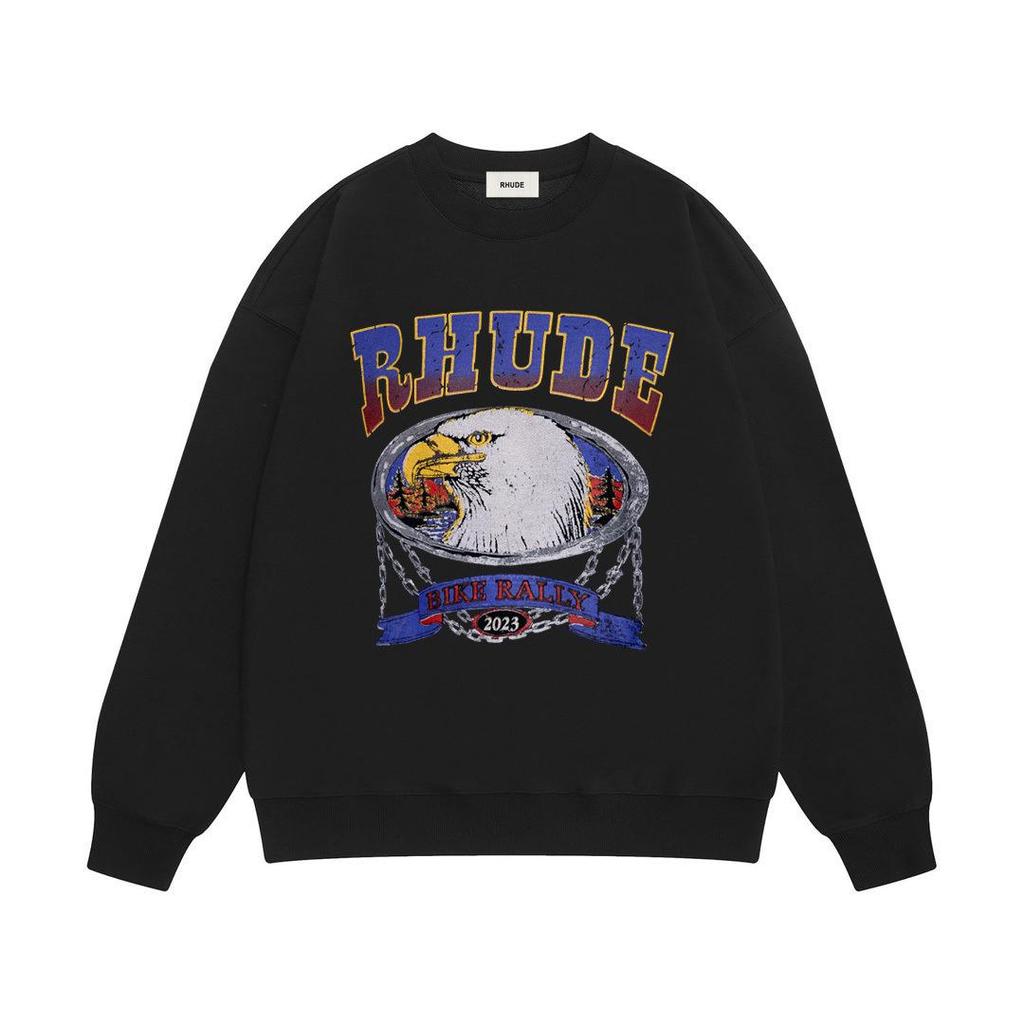 RHUDE Herren Lockerer Baumwoll-Hoodie mit Buchstabenprint - Europäischer & Amerikanischer Trend