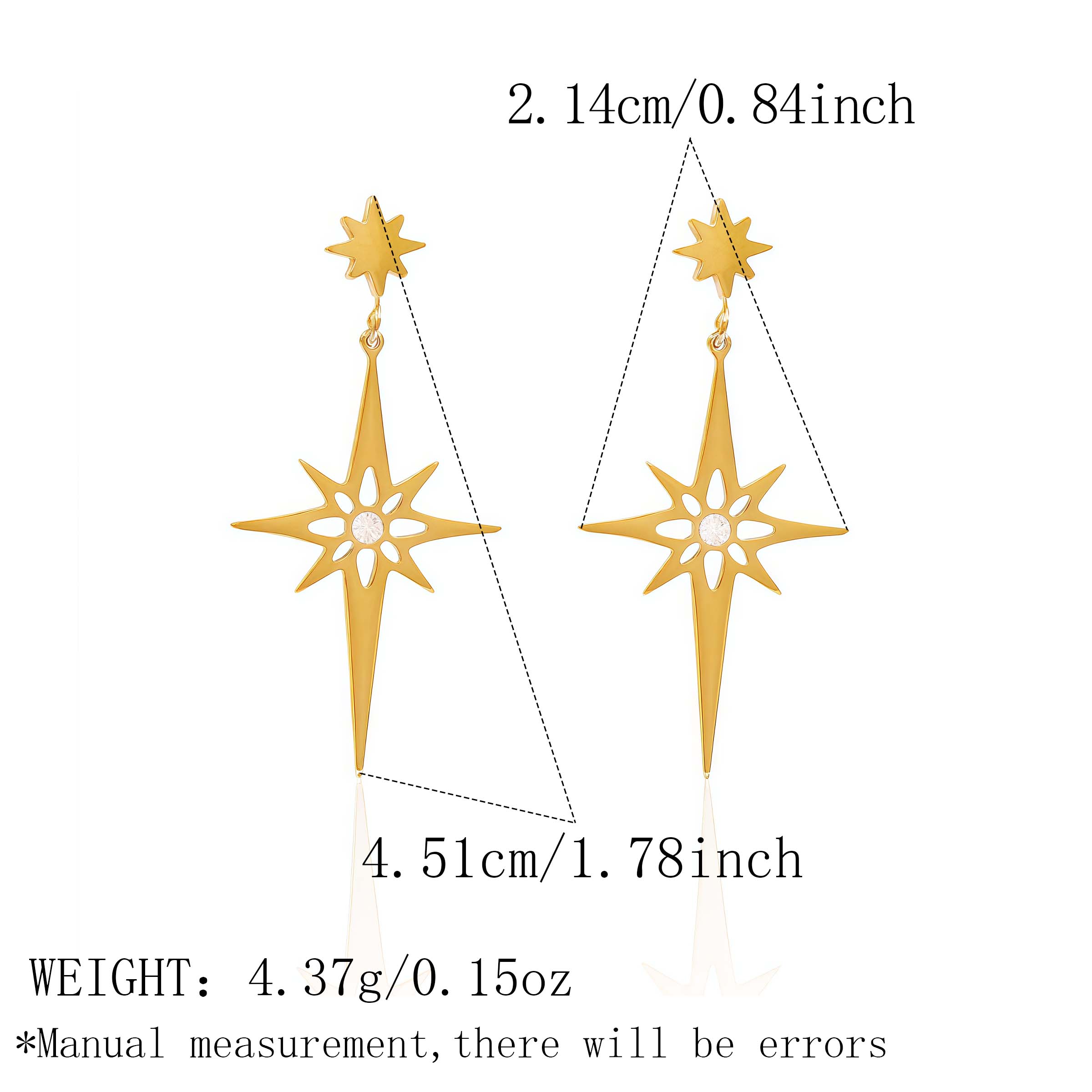 

Skyrim Moon Star Drop Earrings for Women Girls Gold Color Stainless Steel Hoop Earrings Simple Fashion Zircon Gift Wholesale