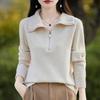 Lapel Women's Fashionable Age-reducing and Slimming Half-open Zipper Sweater Knitted Sweater Thickened Base