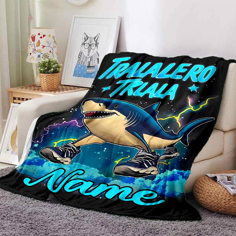 Customiz Name Personality Italian Brainrot Animal  Blanket Soft &Warm Sofa Office Bed Travel Lunch Break Blanket, Gift Suitable All Seasons