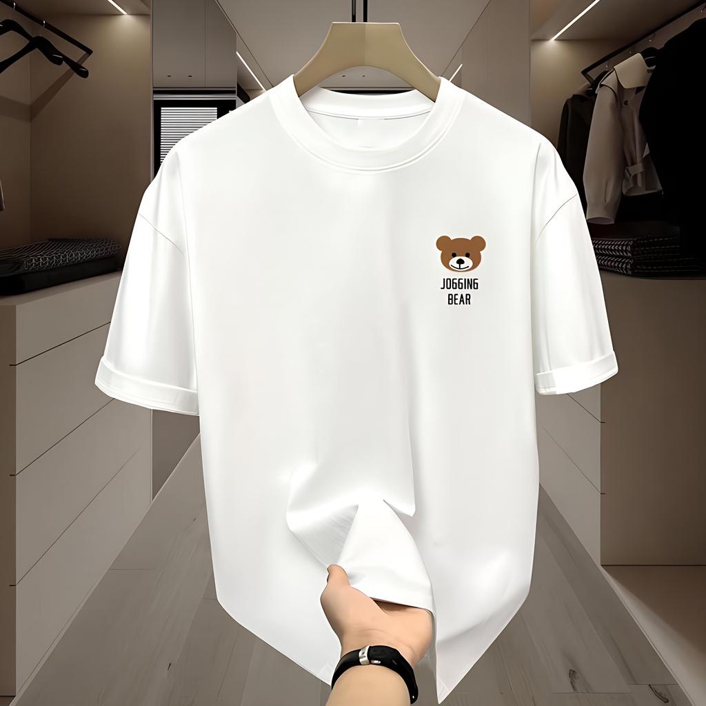 Eine Nummer größer bestellen Schwarze Eis-Seide Hongkong-Stil Unisex Sommer-T-Shirts - Vielseitige, trendige, kurzärmlige Oberteile für Paare