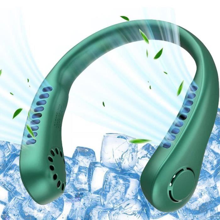 Portable Neck Fan Silent USB Rechargeable Adjustable Speed Bladeless- Green