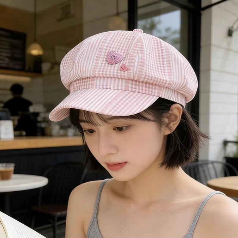Octagonal Hat Female Spring and Summer Dopamine Cute Bud Hat Versatile Face Little Painter Hat
