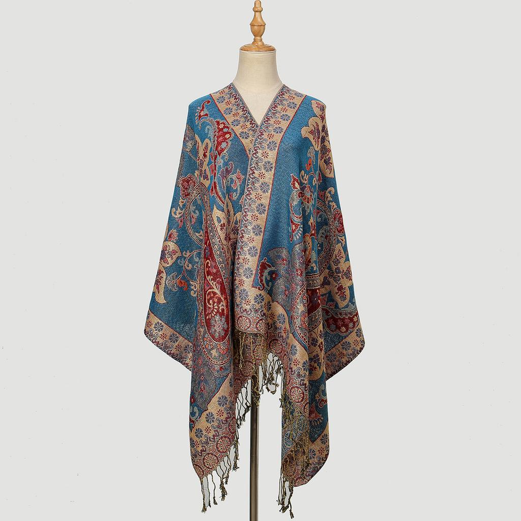 Etnický styl Květ kešu Polyesterová dlouhá šála Retro střapce Vyšívaná šála k čínskému oděvu Cheongsam Cestovní šátek Šátek na hlavu