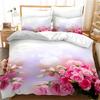 Flowers Queen Bedding Set 3D Print Singlesided Printed Comforter Plant Leaves Romantic and Warm Duvet Bedding Cover For Girls