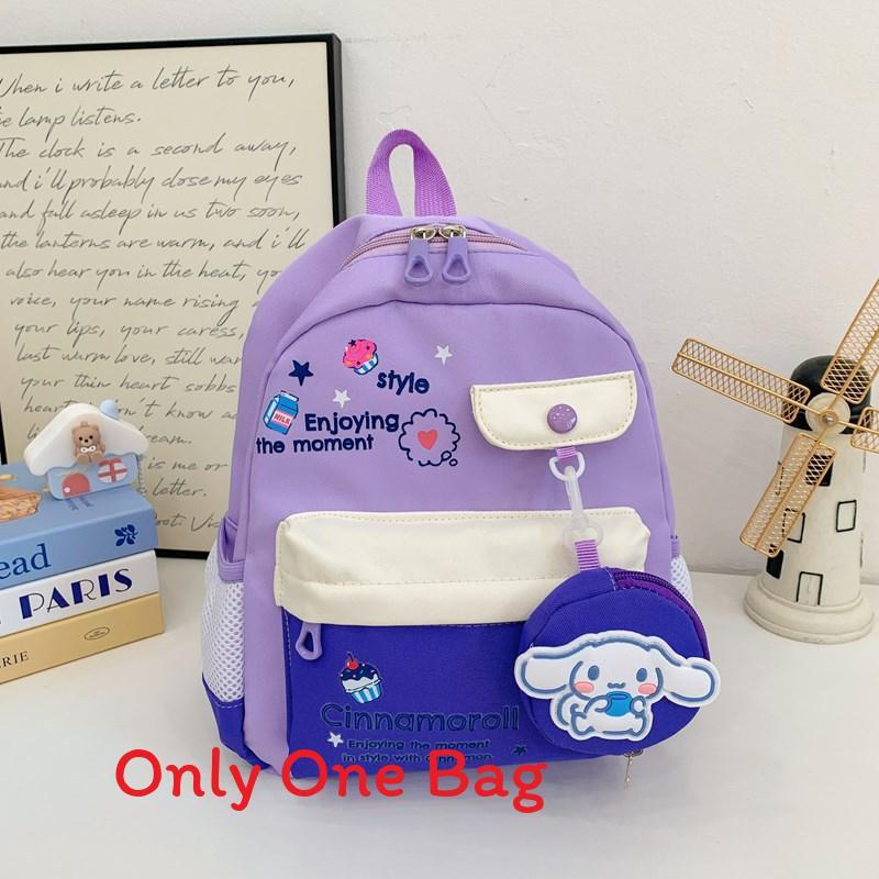 Cinnamon Letters Print Childrens School Bag With Cartoon Anime Prints For Daily Use