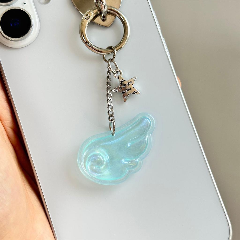 Fashionable Unisex Key Holder Angel Wing Keyring With Sparkling Star Accent Multifunctional For Backpacks Or Keys