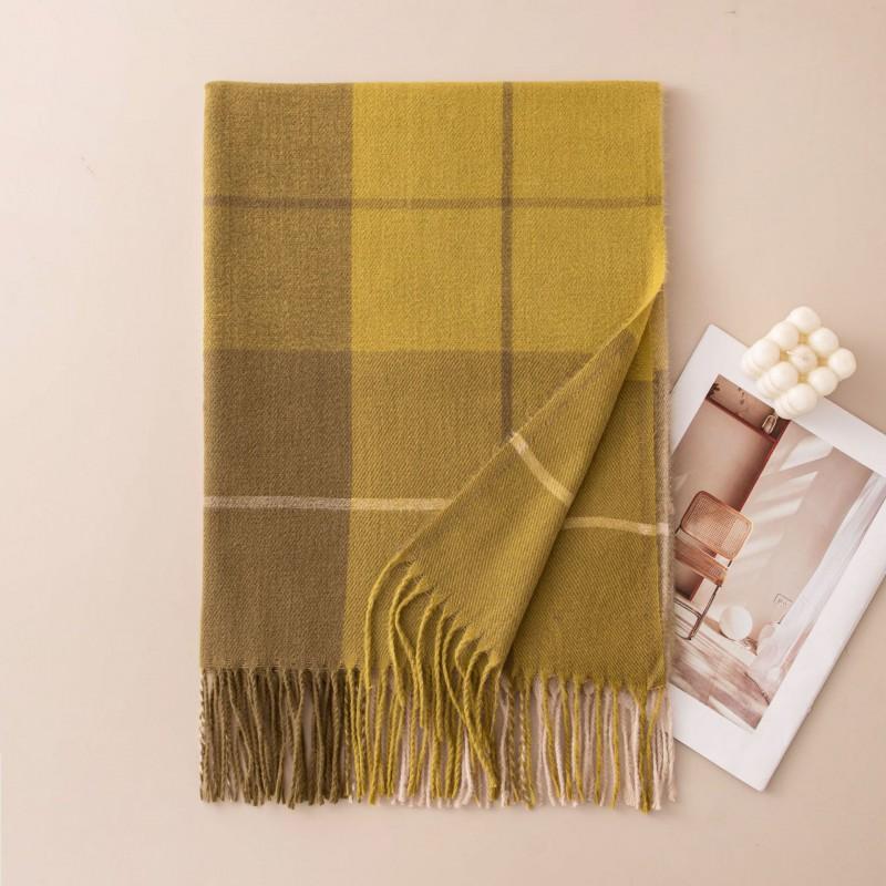 Womens Winter Plaid Scarf With Tassels Long Knitted Wrap Shawl Office Chic Casual Wear