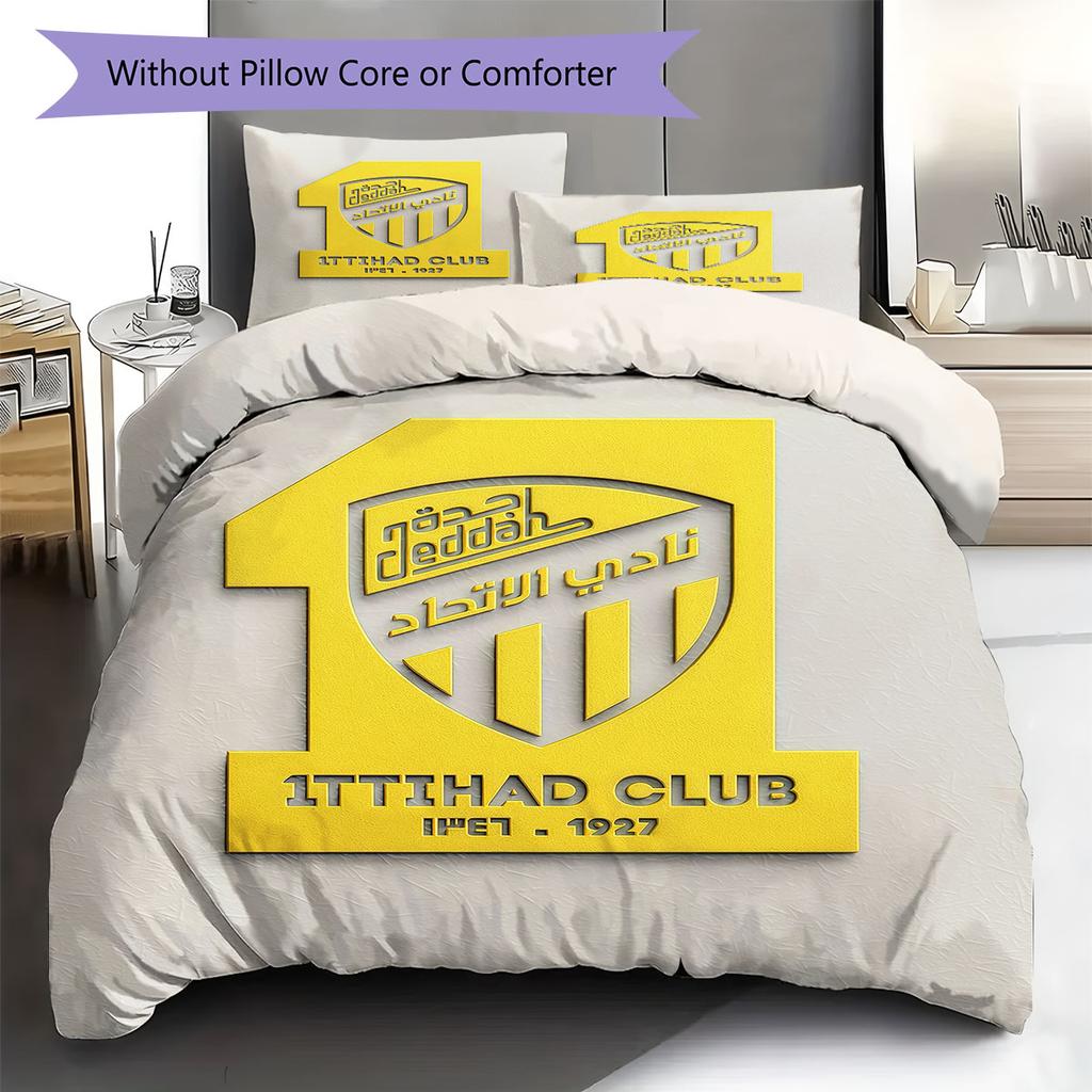 Al-Ittihad FC Pattern Bedding,Quilt Set Quilt Cover Pillowcase Home Birthday Gift(1 * duvet cover + 2 * pillowcase, without core)