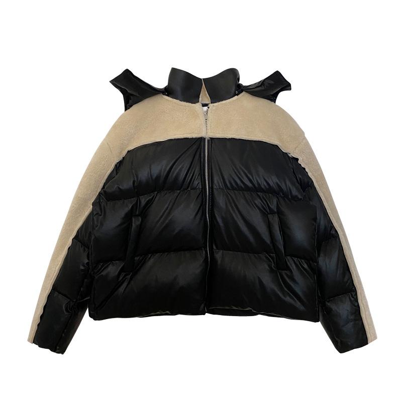 

Куртка женская зимняя теплая с капюшоном из меха на белом утином пуху плотностью 90% M