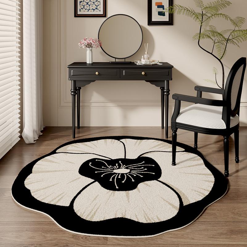 Französischer Blumenförmiger Weicher Teppich Wohnzimmer Fleckenabweisender Faux-Kaschmir-Teppich Innen Make-up Ankleidezimmer Schlafzimmer Fußteppich