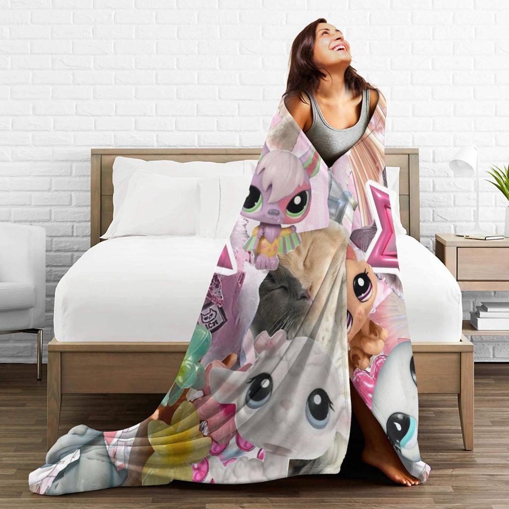 Littlest Pet Shop Warm Soft Blanket Children Plush Bedding Throws Street Trend Couch Chair Flannel Bedspread Sofa Bed Cover