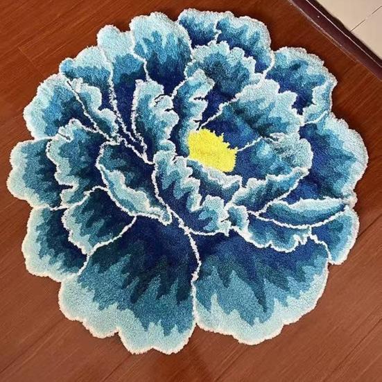 Kaymaz Tabanlı Peluş Şakayık Banyo Paspası Yıkanabilir Çiçek Şekilli Oturma Odası Paspası Banyo Kreş Yatak Odası Mutfak İçin Tüylü Çiçekli Yer Paspası