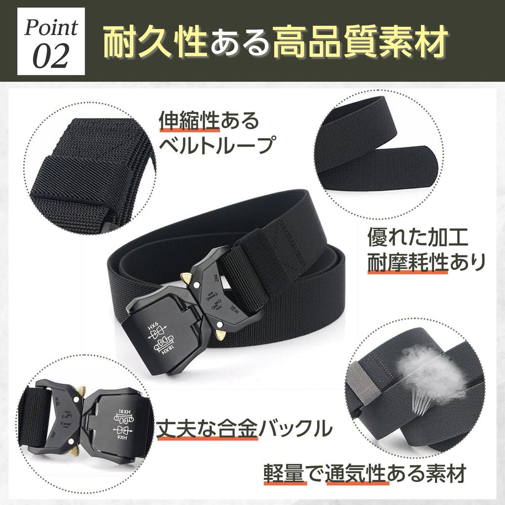 Grooblue Tactical Belt for Airsoft and Military Nylon Belt with Cobra Infinitely Adjustable Workwear Holster Dark Gray Men's Use, One-Touch Buckle,