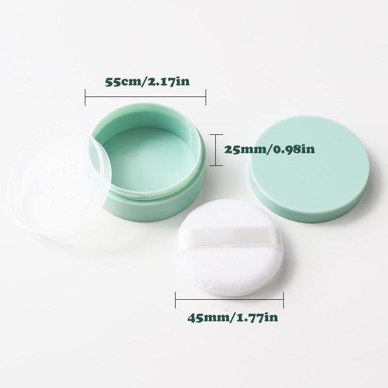Loose Powder Jar with Puff Refillable Empty Box with Sifter Grid Lid Cosmetics Container Plastic Packaging Case, Makeup Tool, 5g
