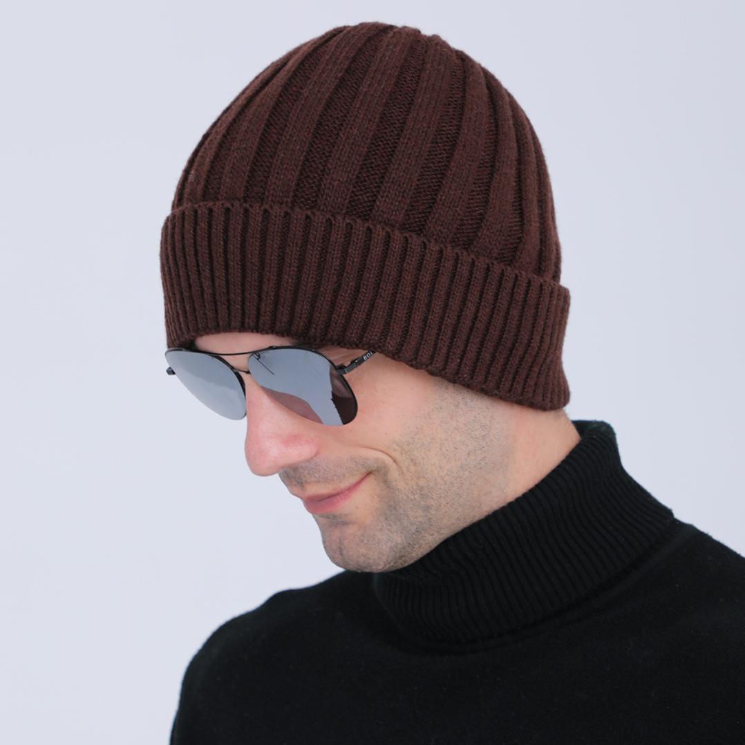 

Fleece Thickened Straight Knitted Pullover Cap for Autumn and Winter Wool Thread Warm Cycling Ear Protection Cap one size